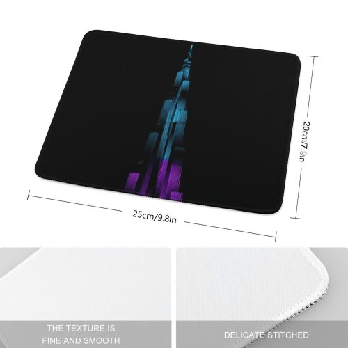 yanfind The Mouse Pad Ovca Productions Black Dark Architecture Burj Khalifa Night Illumination Night Lights Light Pattern Design Stitched Edges Suitable for home office game