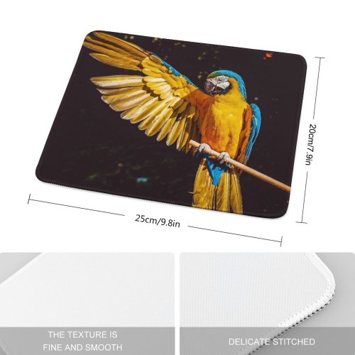 yanfind The Mouse Pad Black Dark Macaw Bird Colorful Parrot Pattern Design Stitched Edges Suitable for home office game