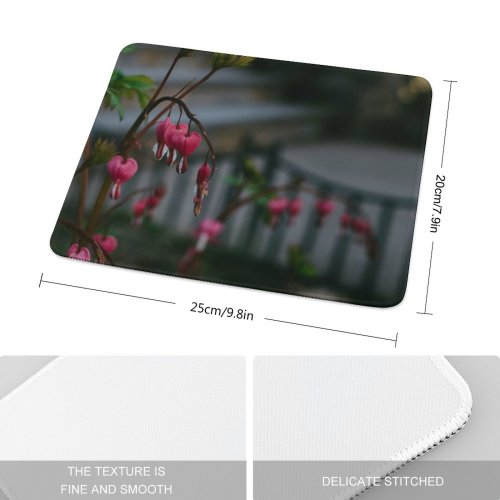 yanfind The Mouse Pad Drop Blush Petals Blossom Domain Stems Love Plant Geranium Public Rainfall Pattern Design Stitched Edges Suitable for home office game
