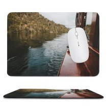 yanfind The Mouse Pad Boat Watercraft KÃ¶Nigssee Forest Lake Pattern Design Stitched Edges Suitable for home office game
