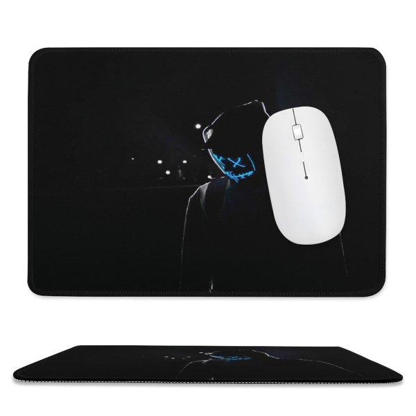 yanfind The Mouse Pad Backlit Darkness Fog Masked Lights Colours Guy Light Mist Neon Hoodie Foggy Pattern Design Stitched Edges Suitable for home office game