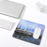 yanfind The Mouse Pad Building Harbor Vehicle Richards Boat Sea Reflection Sky Dock Mast Marina Watercraft Pattern Design Stitched Edges Suitable for home office game