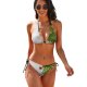 yanfind Bikini Celebrations Christmas Decoration Pine Branches Balls Stars Wooden Merry Women's Sexy Backless Swimwear Two Piece Summer