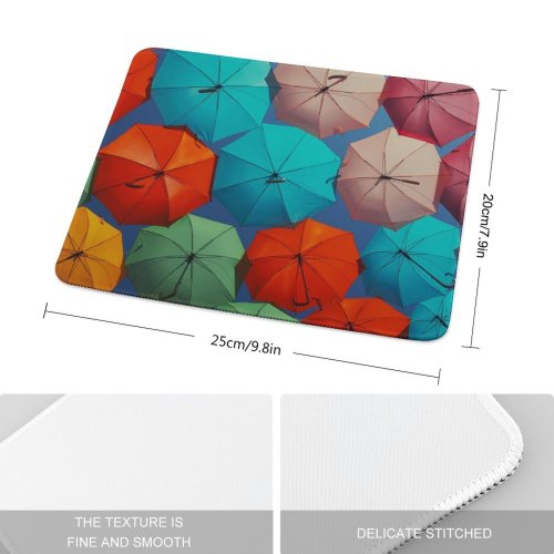 yanfind The Mouse Pad Mattia Astorino Umbrellas Multicolor Colorful Vibrant Sky Pattern Design Stitched Edges Suitable for home office game