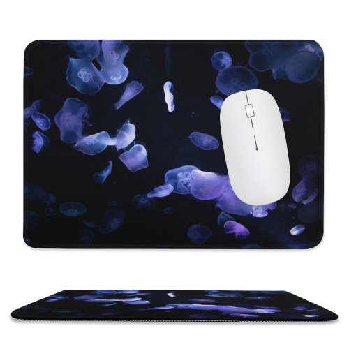 yanfind The Mouse Pad Dark Jellyfishes Underwater Deep Ocean Pattern Design Stitched Edges Suitable for home office game