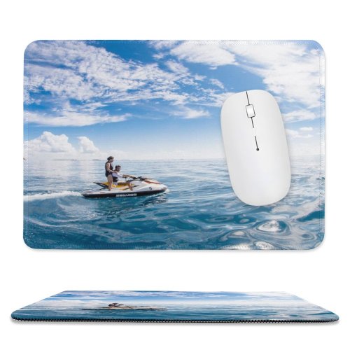 yanfind The Mouse Pad Fun Maldives Sea Outdoors Leisure Beach Jet Boat Watercraft Ocean Recreation Ski Pattern Design Stitched Edges Suitable for home office game