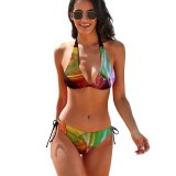 yanfind Bikini Angles Abstract Transparent Light Colorfulness Property Magenta Triangle Tints Shades Glass Women's Sexy Backless Swimwear Two Piece Summer