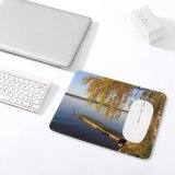 yanfind The Mouse Pad Bridge Landscape Lake Bank Natural Shore Reflection Sky Autumn Tree Lake Pattern Design Stitched Edges Suitable for home office game
