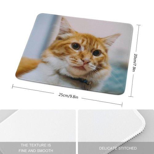 yanfind The Mouse Pad Funny Curiosity Sit Little Young Eye Staring Kitten Whisker Downy Fur Portrait Pattern Design Stitched Edges Suitable for home office game