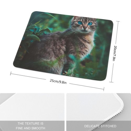 yanfind The Mouse Pad Pet Funny Outdoors Kitten Tabby Portrait Wildlife Curiosity Cute Cat Pretty Eye Pattern Design Stitched Edges Suitable for home office game