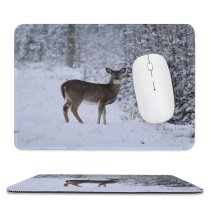 yanfind The Mouse Pad Frozen Freezing Deer Frost Wild Frosty Winter Outdoors Reindeer Scenic Moose Virginia Pattern Design Stitched Edges Suitable for home office game