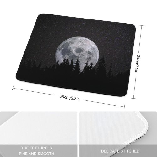 yanfind The Mouse Pad Black Dark Moon Forest Night Dark Starry Sky Pattern Design Stitched Edges Suitable for home office game