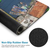 yanfind The Mouse Pad Boats Community Home Connection Roofs Dwelling Top Bridge Watercrafts Urban Banten River Pattern Design Stitched Edges Suitable for home office game