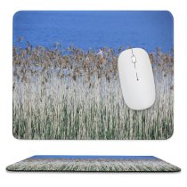yanfind The Mouse Pad Family Flower Lake Shore Plant Crop Poppies Blu Phragmites Poales Stem Grass Pattern Design Stitched Edges Suitable for home office game