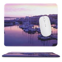 yanfind The Mouse Pad Marina Harbor Marina Boats Sunset Sky Sky Reflection Dock Boat Yachts Port Pattern Design Stitched Edges Suitable for home office game