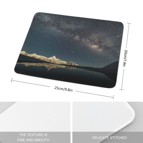 yanfind The Mouse Pad Mount Gongga Minya Konka China Milky Way Glacier Mountains Mountain Peak Starry Pattern Design Stitched Edges Suitable for home office game