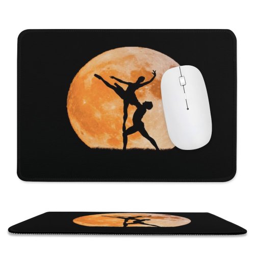 yanfind The Mouse Pad Dark Love Couple Ballet Dancers Moon Silhouette Dancing Pattern Design Stitched Edges Suitable for home office game
