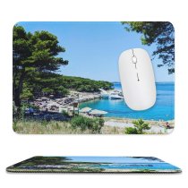 yanfind The Mouse Pad Landscape Road Plant Pictures Sea Outdoors Tree Pier Dock Free Port Pattern Design Stitched Edges Suitable for home office game