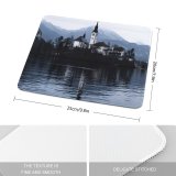 yanfind The Mouse Pad Blur Focus Winter City Landscape Mountains Travel Snow Church Tower Building River Pattern Design Stitched Edges Suitable for home office game
