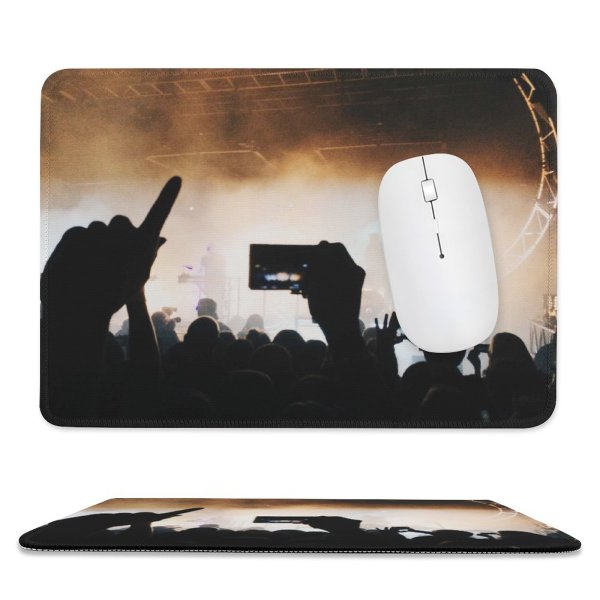 yanfind The Mouse Pad Backlit Festival Performance Lights Crowd Energy Audience Light Musician Roll Band Silhouette Pattern Design Stitched Edges Suitable for home office game