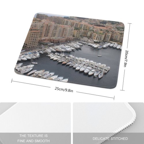 yanfind The Mouse Pad Marina Urban Harbor Monaco City Metropolitan Waterway Monte Formula Vehicle Boat Area Pattern Design Stitched Edges Suitable for home office game