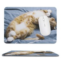 yanfind The Mouse Pad Rest Cute Sleep Sleeping Cat Little Adorable Kitten Pet Fur Whiskers Pattern Design Stitched Edges Suitable for home office game