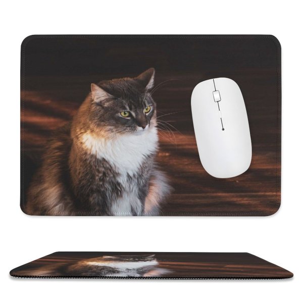 yanfind The Mouse Pad Funny Curiosity Sunset Cute Eye Portrait Kitten Pet Furry Whisker Fur Wildlife Pattern Design Stitched Edges Suitable for home office game