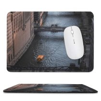 yanfind The Mouse Pad Boats Bridges Urban River Transportation City System Buildings Canal High Watercrafts Aerial Pattern Design Stitched Edges Suitable for home office game