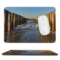 yanfind The Mouse Pad Carsten Heyer Breskens Beach Holland Netherlands Breakwaters Sea Ocean Waves Seascape Woods Pattern Design Stitched Edges Suitable for home office game