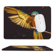 yanfind The Mouse Pad Black Dark Macaw Bird Colorful Parrot Pattern Design Stitched Edges Suitable for home office game