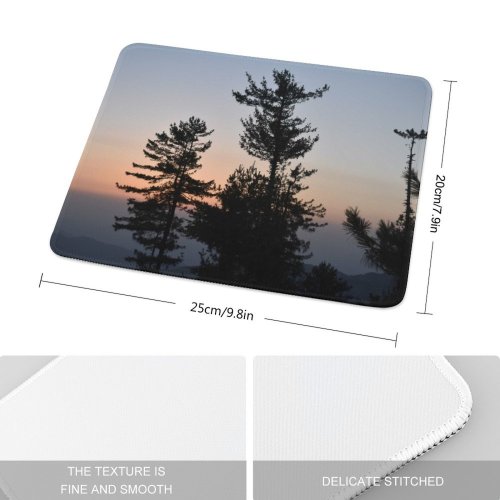 yanfind The Mouse Pad Abies Silhouette Evening Tree Treetop Pine Plant Fir Sunset Free Dusk Pattern Design Stitched Edges Suitable for home office game