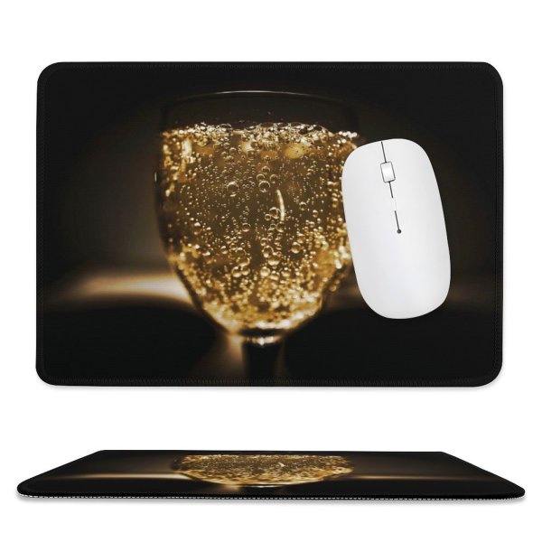 yanfind The Mouse Pad Blur Focus Dark Celebration Crystal Liquor Glitter Wine Sparkling Alcohol Bar Champagne Pattern Design Stitched Edges Suitable for home office game