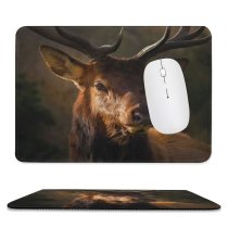 yanfind The Mouse Pad Blur Focus Wild Depth Field Wildlife Stag Fur Furry Horns Deer Antlers Pattern Design Stitched Edges Suitable for home office game