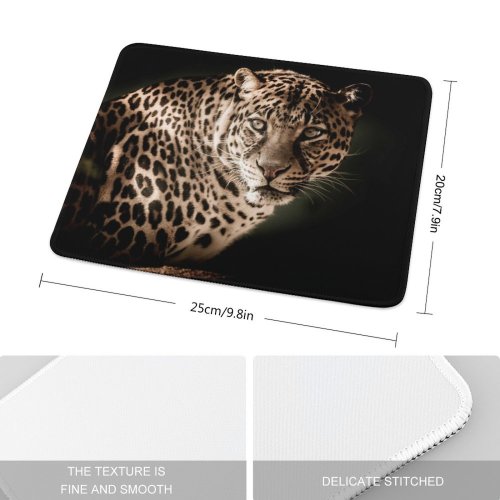 yanfind The Mouse Pad Black Dark Leopard Wildcat Wildlife Closeup Pattern Design Stitched Edges Suitable for home office game