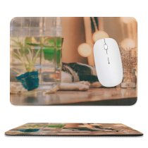 yanfind The Mouse Pad Plant Relaxation Pet Decoration Wooden Sleeping Room Flower Tabby Items Bottle Container Pattern Design Stitched Edges Suitable for home office game