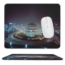 yanfind The Mouse Pad Chinese Night Progress Architecture Building Change Place History Prosperity Tradition Intersection Highway Pattern Design Stitched Edges Suitable for home office game
