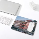 yanfind The Mouse Pad Boats Building River Architecture City Canal Docked Town Watercrafts Pattern Design Stitched Edges Suitable for home office game