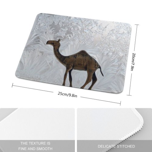 yanfind The Mouse Pad Camel Arabian Terrestrial Frozen Landscape Camelid Adaptation Winter Wall Fawn Camel Window Pattern Design Stitched Edges Suitable for home office game