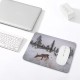 yanfind The Mouse Pad Frozen Daylight Freezing Deer Frost Coniferous Frosty Winter Outdoors Reindeer Scenic Woods Pattern Design Stitched Edges Suitable for home office game