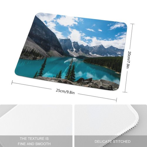 yanfind The Mouse Pad Moraine Lake Canada Alberta Valley Ten Peaks Banff National Park Glacier Mountains Pattern Design Stitched Edges Suitable for home office game