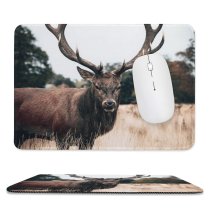 yanfind The Mouse Pad Reindeer Deer Antlers London Grass Wildlife Pattern Design Stitched Edges Suitable for home office game