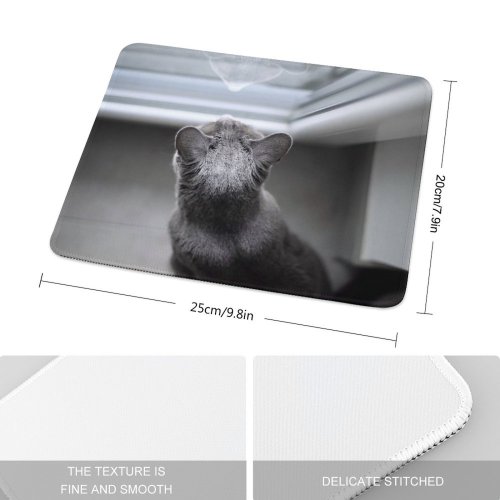 yanfind The Mouse Pad Pet Top Felidae From Shot High Furry Above Window Cat Mirror Fur Pattern Design Stitched Edges Suitable for home office game