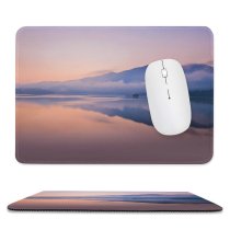 yanfind The Mouse Pad Mountain Sunrise Foggy Lake Reflection Dawn Pattern Design Stitched Edges Suitable for home office game