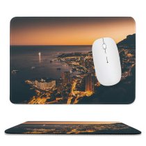 yanfind The Mouse Pad Monte Carlo Sunset Dawn Cityscape Harbor City Lights Night Dusk Monaco Pattern Design Stitched Edges Suitable for home office game