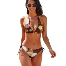 yanfind Bikini Bokeh Abstract Circles Texture Women's Sexy Backless Swimwear Two Piece Summer