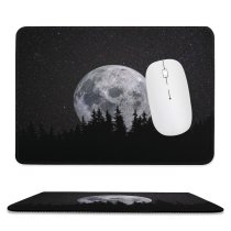 yanfind The Mouse Pad Black Dark Moon Forest Night Dark Starry Sky Pattern Design Stitched Edges Suitable for home office game