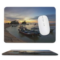 yanfind The Mouse Pad Boats Clouds Sunset Landscape Travel Island Beach Watercrafts Boat Transportation Outdoors Seashore Pattern Design Stitched Edges Suitable for home office game