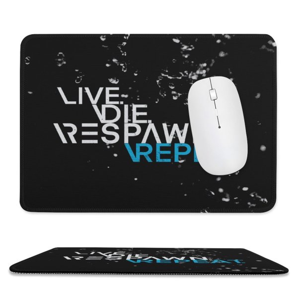yanfind The Mouse Pad Black Dark Quotes Respawn Live Die Repeat Hardcore Gamer Quotes Dark Pattern Design Stitched Edges Suitable for home office game