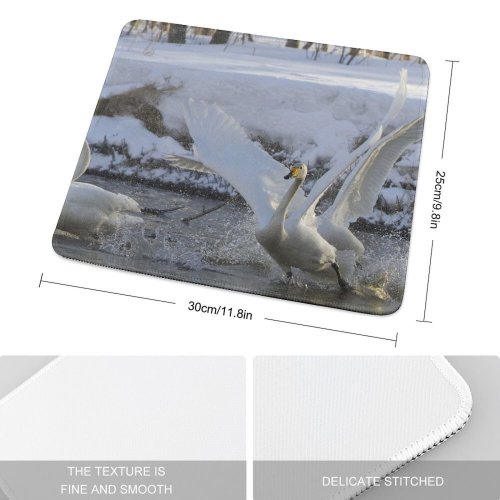 yanfind The Mouse Pad Whooper Swan Bird Fight Spring Lake Vertebrate Ducks Geese Swans Beak Tundra Pattern Design Stitched Edges Suitable for home office game
