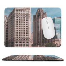 yanfind The Mouse Pad Boats Chicago City Design Office Downtown Skyscraper Daylight Rise Travel Clock Buildings Pattern Design Stitched Edges Suitable for home office game